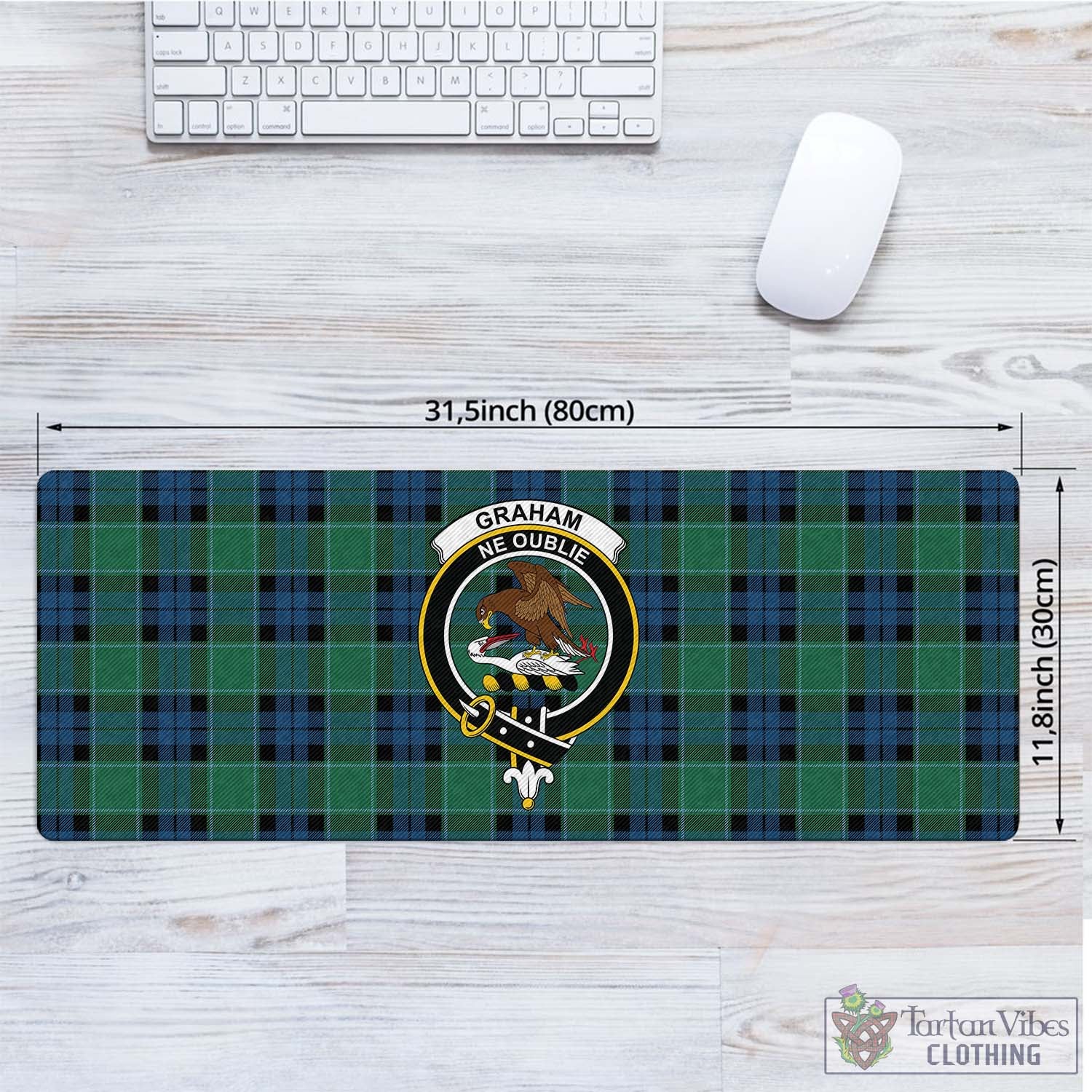 Tartan Vibes Clothing Graham of Menteith Ancient Tartan Mouse Pad with Family Crest