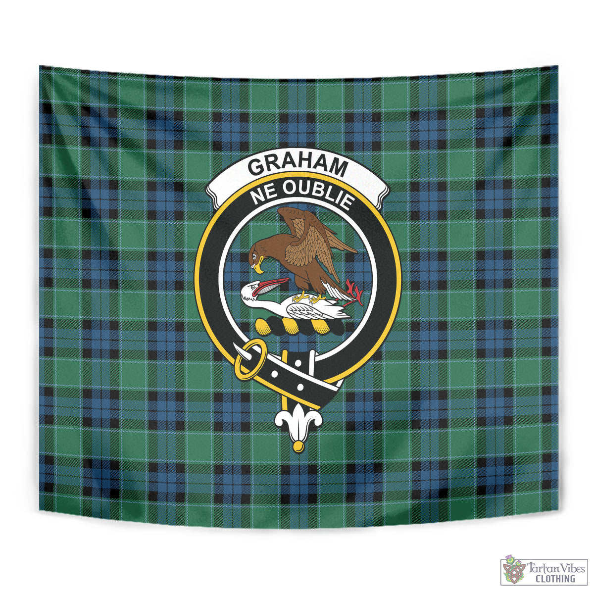 Tartan Vibes Clothing Graham of Menteith Ancient Tartan Tapestry Wall Hanging and Home Decor for Room with Family Crest