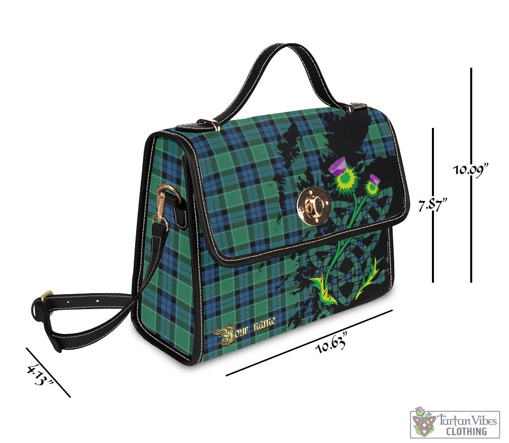 Tartan Vibes Clothing Graham of Menteith Ancient Tartan Waterproof Canvas Bag with Scotland Map and Thistle Celtic Accents