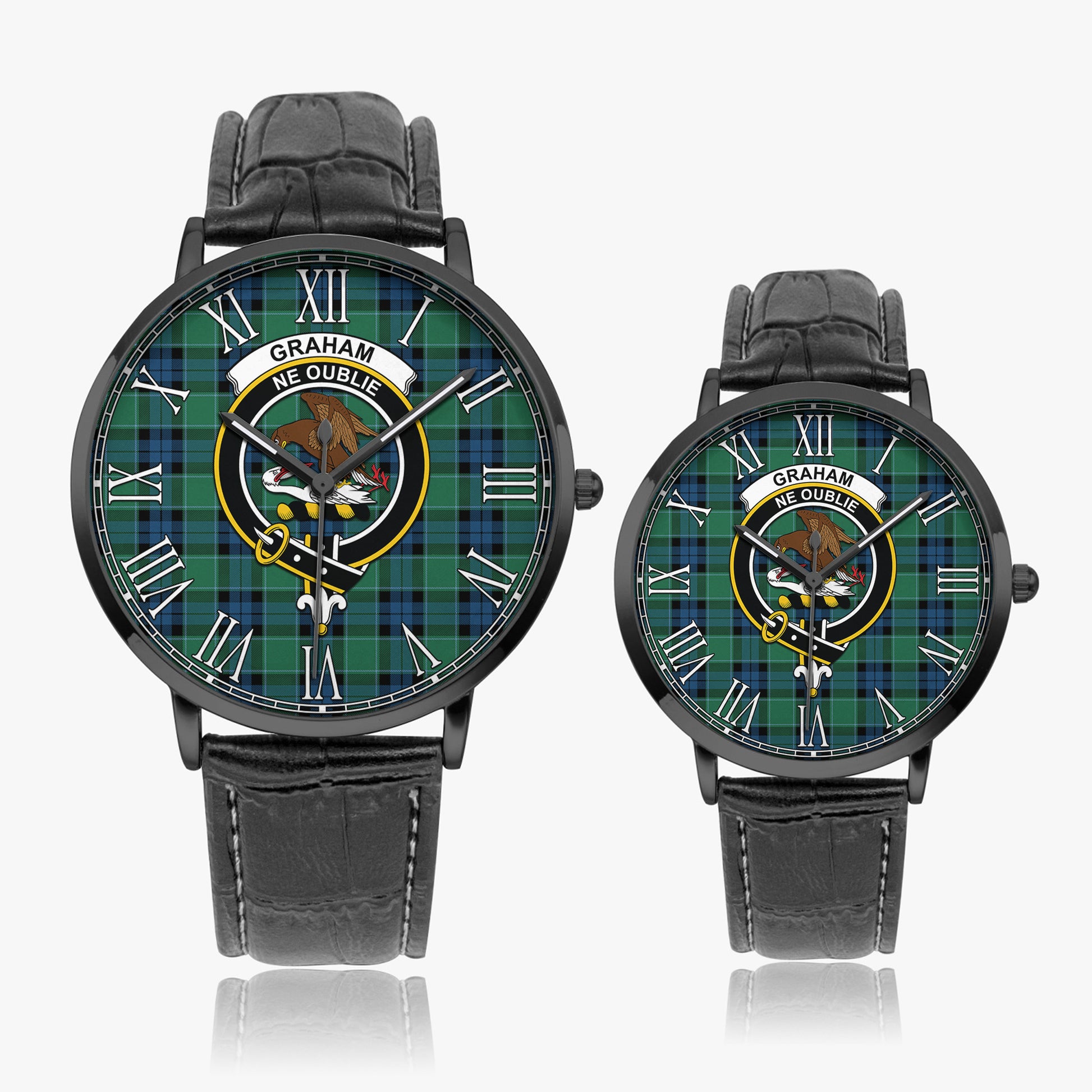 Graham of Menteith Ancient Tartan Family Crest Leather Strap Quartz Watch - Tartanvibesclothing