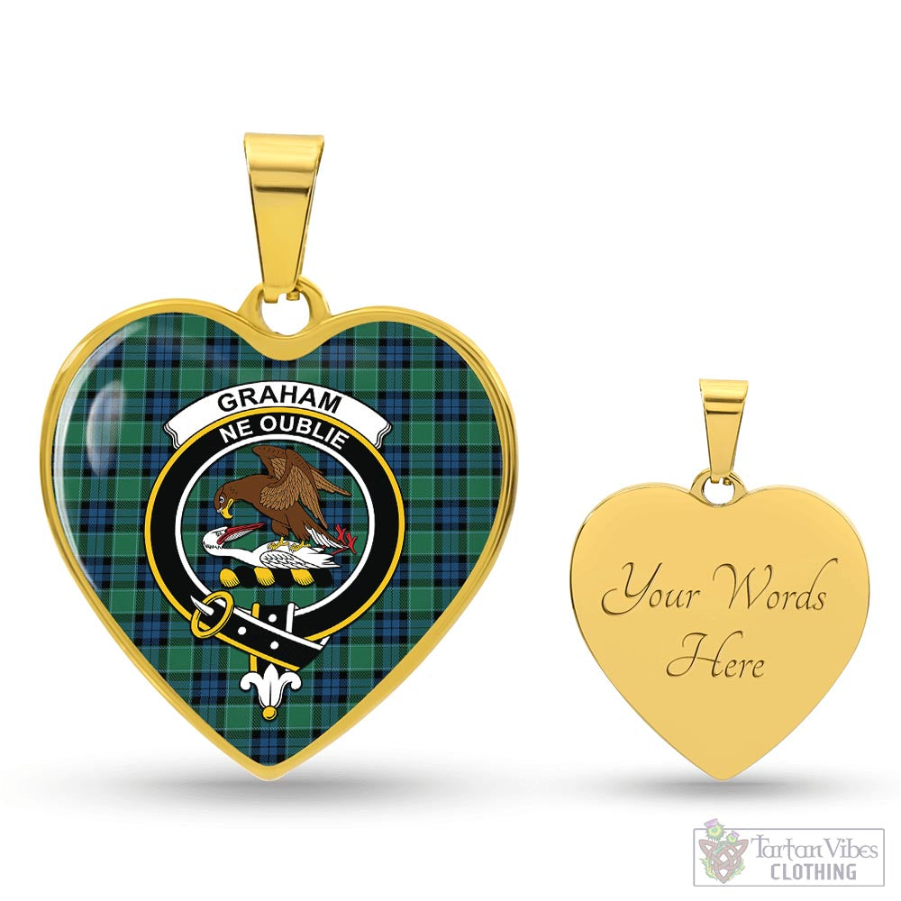 Tartan Vibes Clothing Graham of Menteith Ancient Tartan Heart Necklace with Family Crest