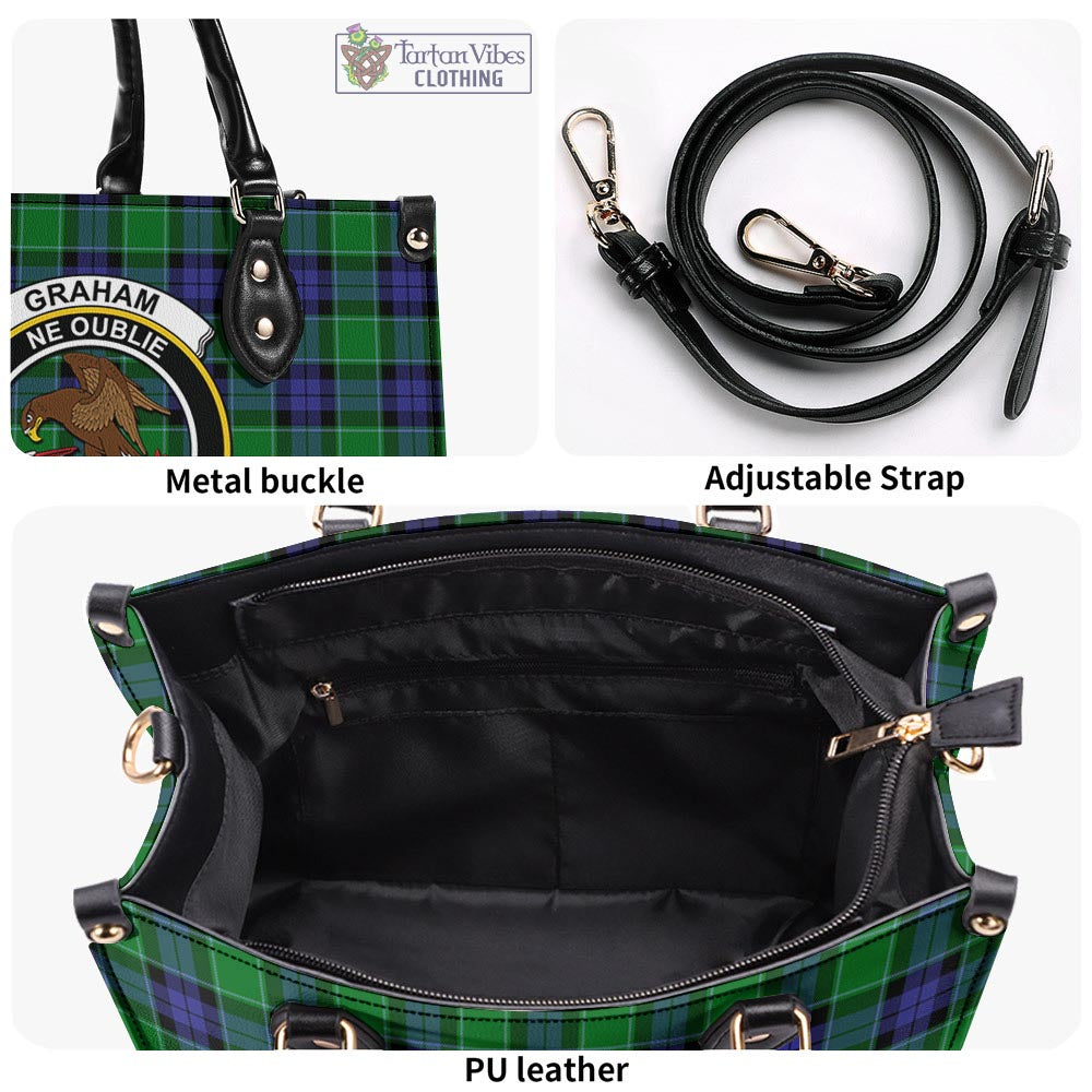 Tartan Vibes Clothing Graham of Menteith Modern Tartan Luxury Leather Handbags with Family Crest