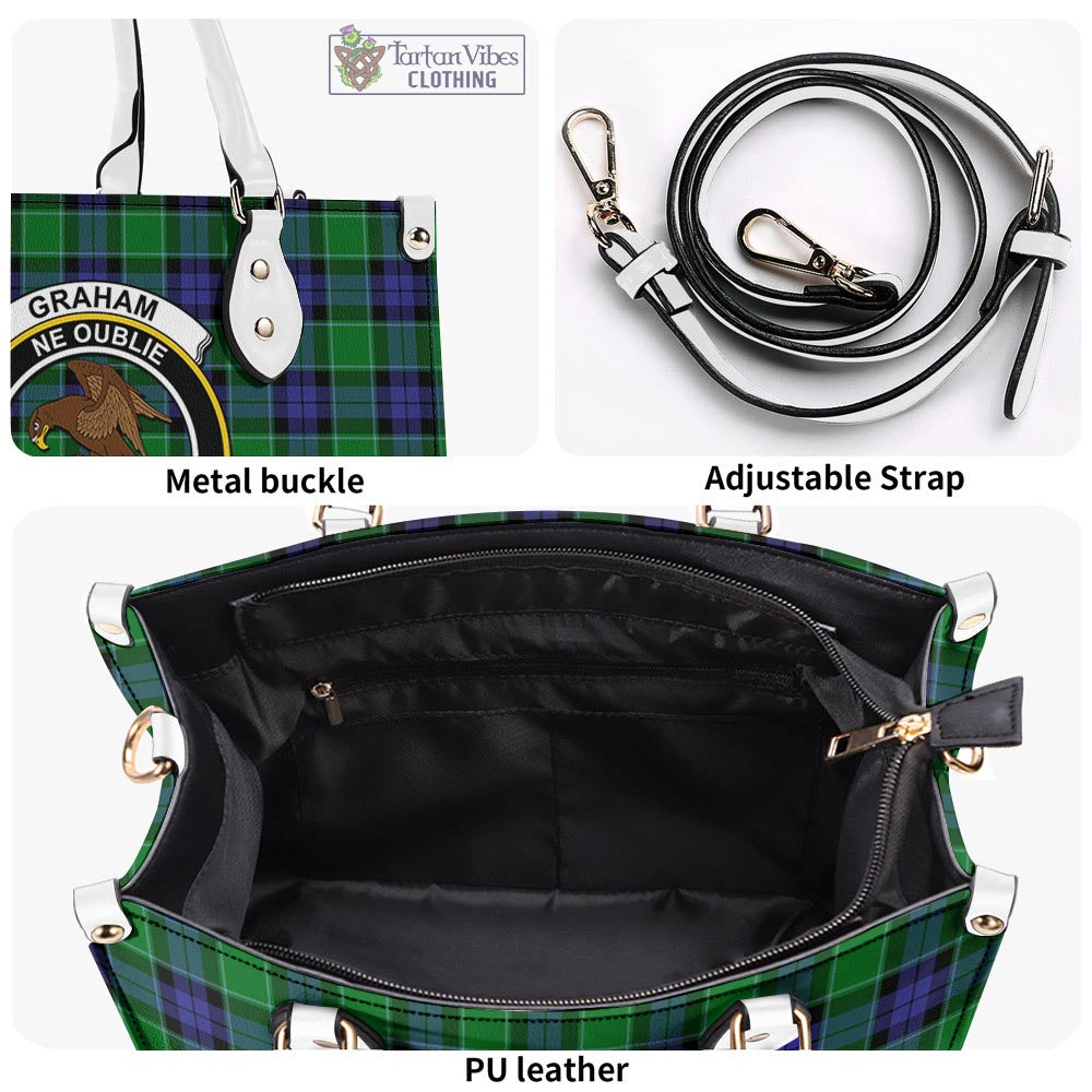 Tartan Vibes Clothing Graham of Menteith Modern Tartan Luxury Leather Handbags with Family Crest