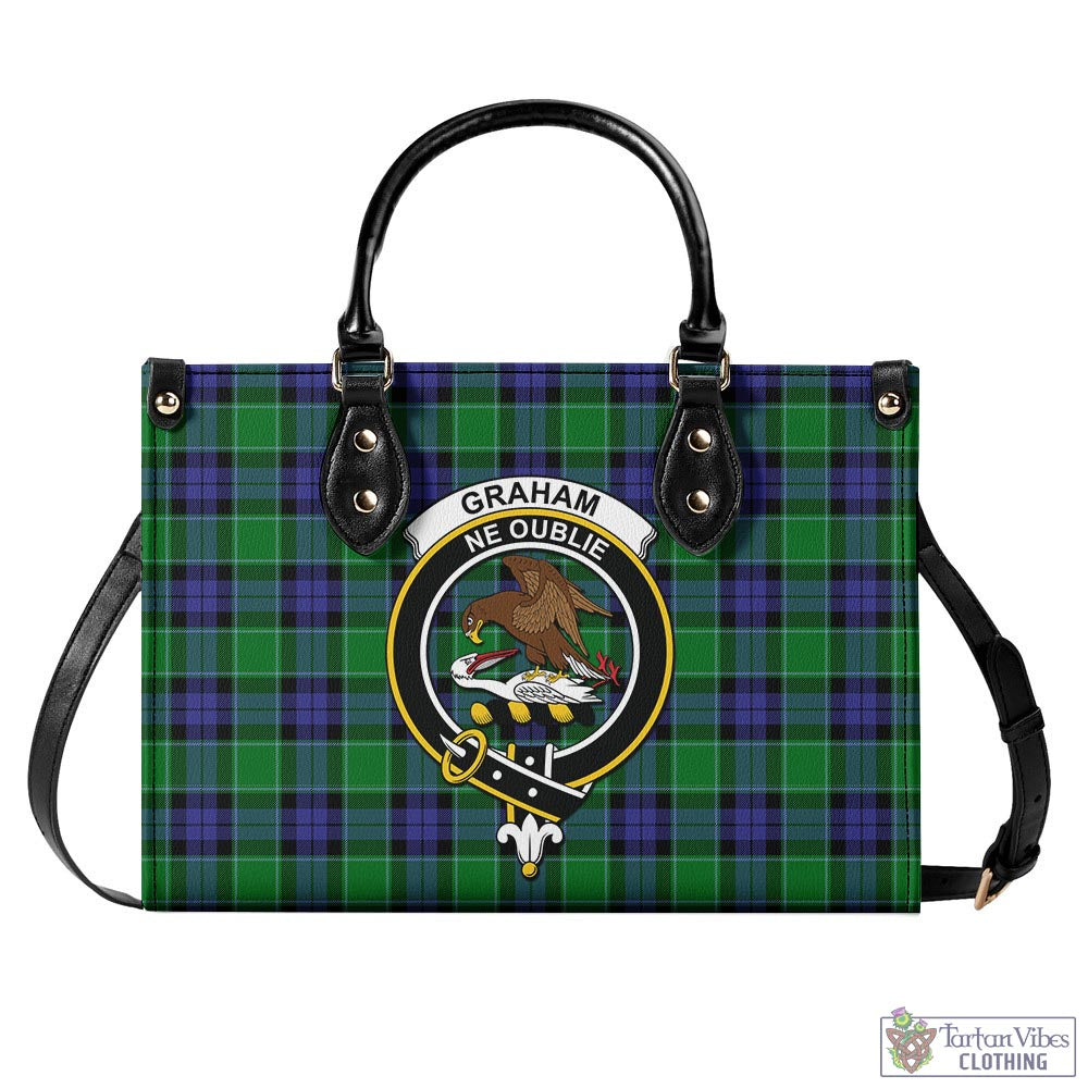 Tartan Vibes Clothing Graham of Menteith Modern Tartan Luxury Leather Handbags with Family Crest