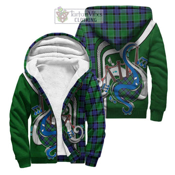 Graham of Menteith Modern Tartan Sherpa Hoodie with Epic Bagpipe Style