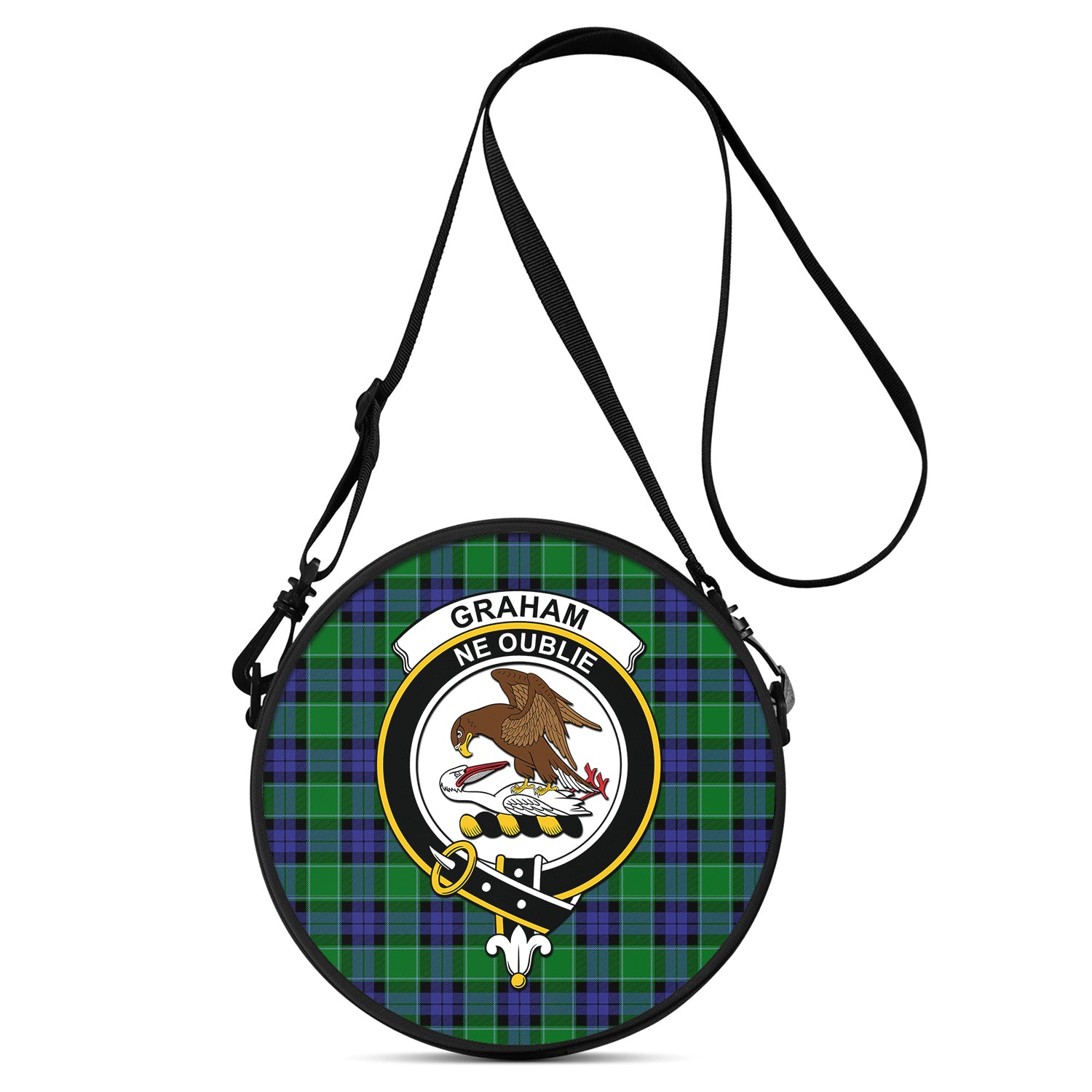 graham-of-menteith-modern-tartan-round-satchel-bags-with-family-crest