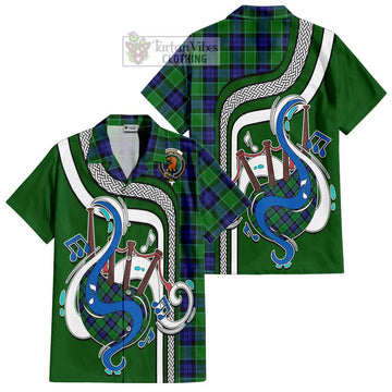 Graham of Menteith Modern Tartan Short Sleeve Button Shirt with Epic Bagpipe Style