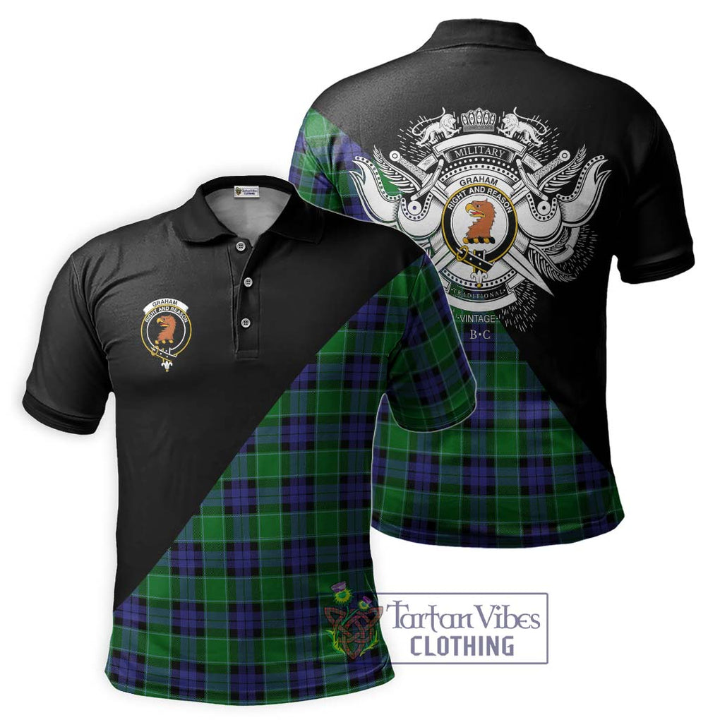 Graham of Menteith Modern Tartan Polo Shirt with Family Crest and Military Logo Style Kid - Tartanvibesclothing Shop