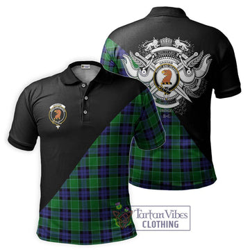 Graham of Menteith Modern Tartan Polo Shirt with Family Crest and Military Logo Style