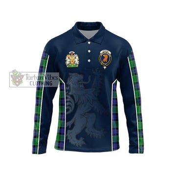 Graham of Menteith Modern Tartan Long Sleeve Polo Shirt with Family Crest and Lion Rampant Vibes Sport Style