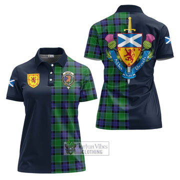 Graham of Menteith Modern Tartan Women's Polo Shirt Alba with Scottish Lion Royal Arm Half Style