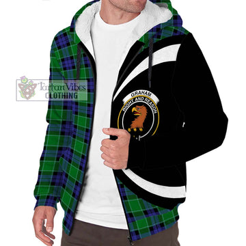 Graham of Menteith Modern Tartan Sherpa Hoodie with Family Crest Circle Style