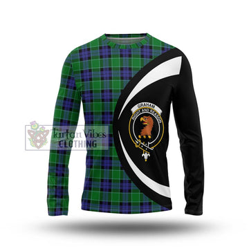 Graham of Menteith Modern Tartan Long Sleeve T-Shirt with Family Crest Circle Style