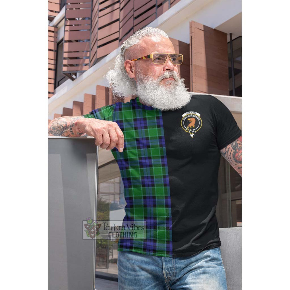 Tartan Vibes Clothing Graham of Menteith Modern Tartan Cotton T-shirt with Family Crest and Half Of Me Style