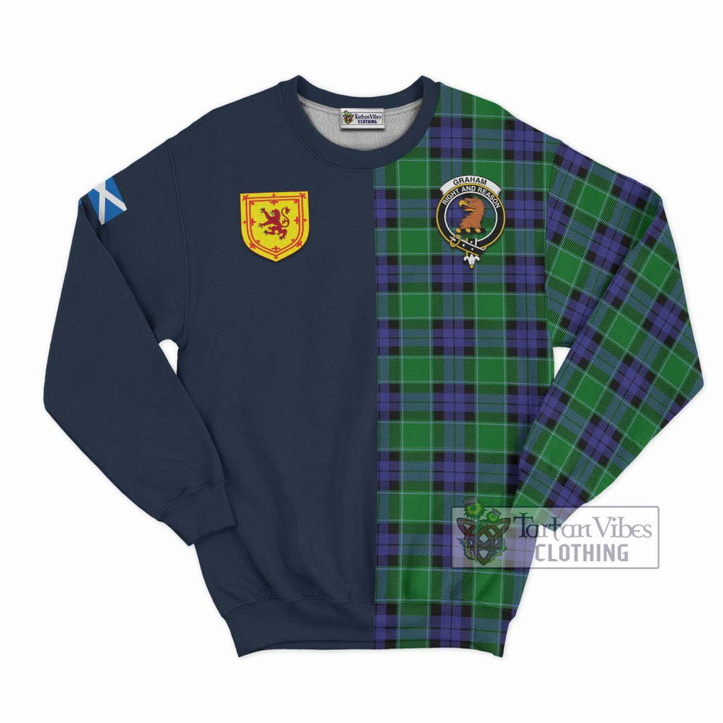 Tartan Vibes Clothing Graham of Menteith Modern Tartan Sweatshirt with Scottish Lion Royal Arm Half Style