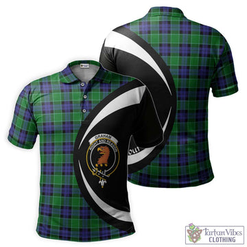 Graham of Menteith Modern Tartan Men's Polo Shirt with Family Crest Circle Style