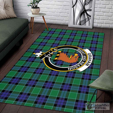 Graham of Menteith Modern Tartan Area Rug with Family Crest