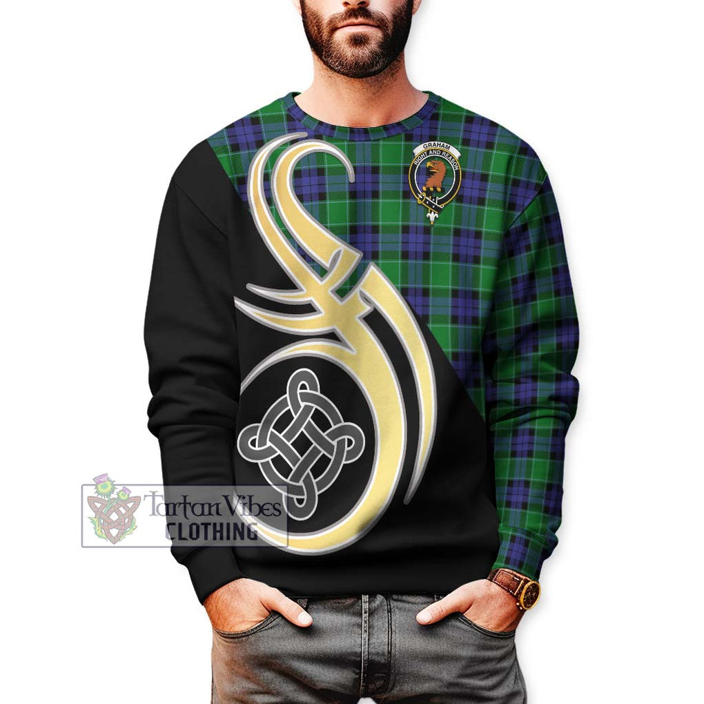 Graham of Menteith Modern Tartan Sweatshirt with Family Crest and Celtic Symbol Style Unisex - Tartan Vibes Clothing