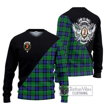 Graham of Menteith Modern Tartan Ugly Sweater with Family Crest and Military Logo Style