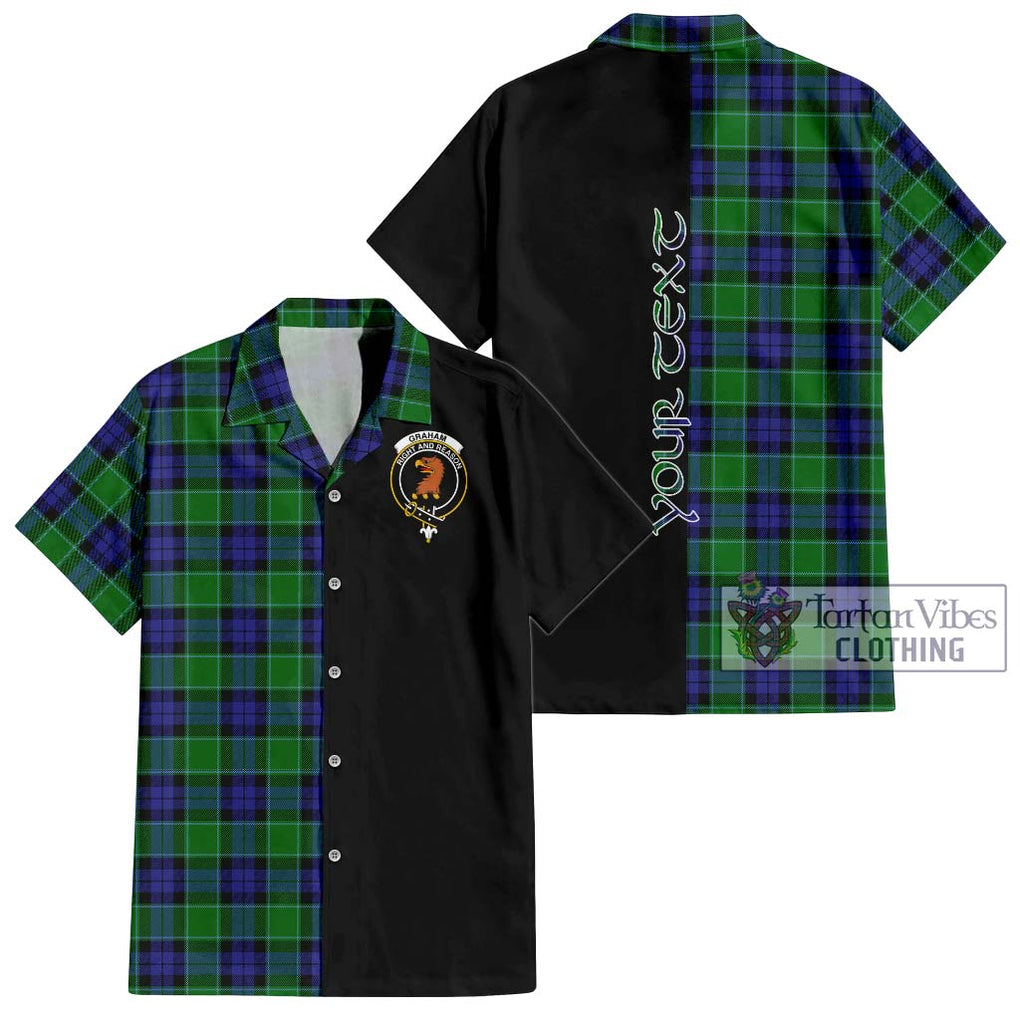 Graham of Menteith Modern Tartan Short Sleeve Button Shirt with Family Crest and Half Of Me Style Kid - Tartanvibesclothing Shop