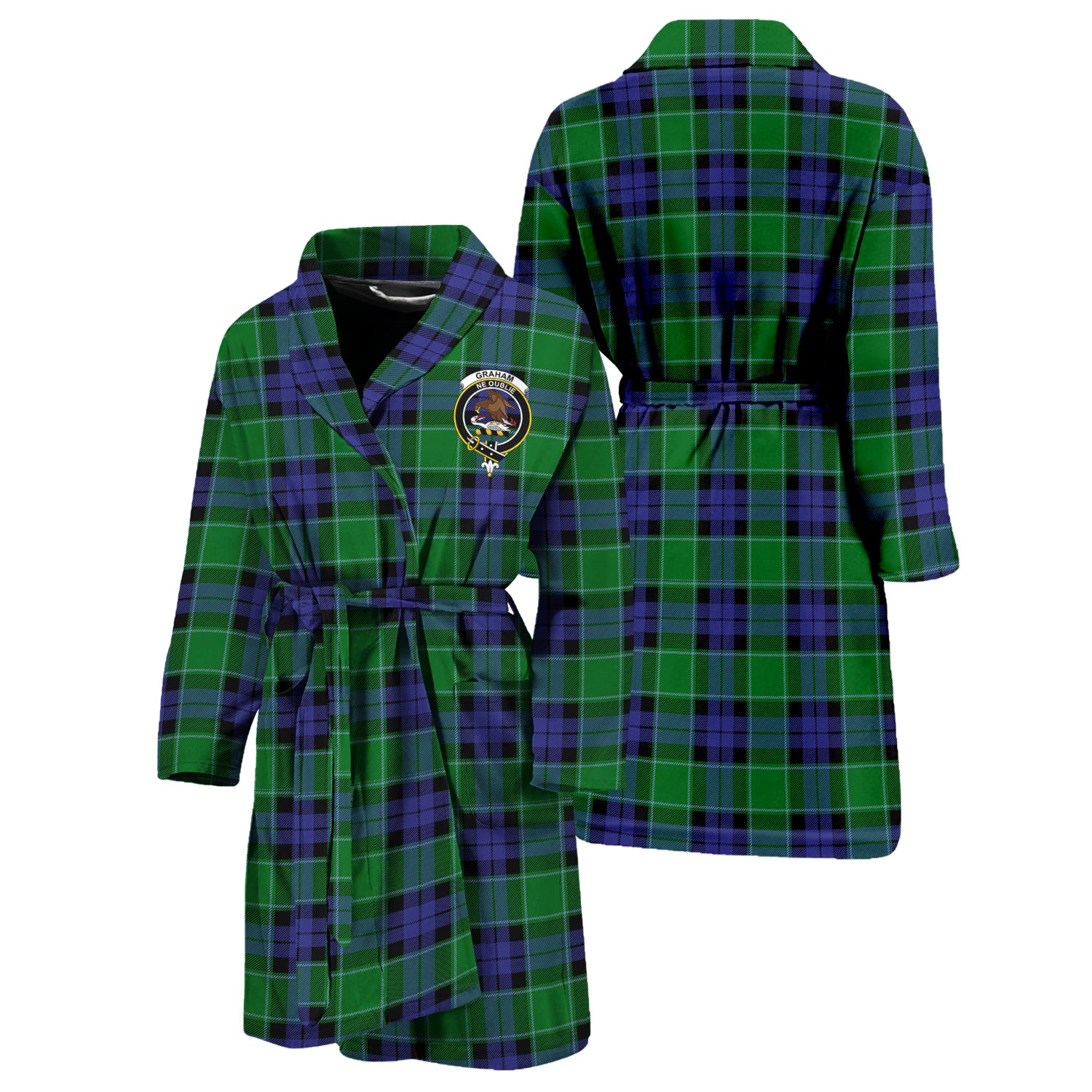 Graham of Menteith Modern Tartan Bathrobe with Family Crest Unisex S - Tartan Vibes Clothing