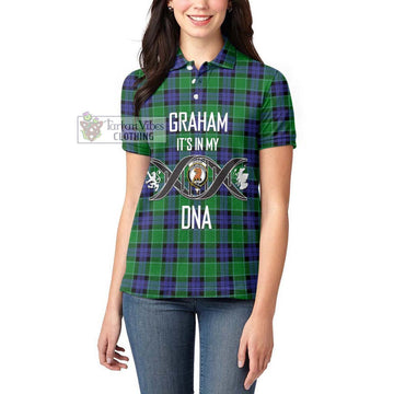 Graham of Menteith Modern Tartan Women's Polo Shirt with Family Crest DNA In Me Style