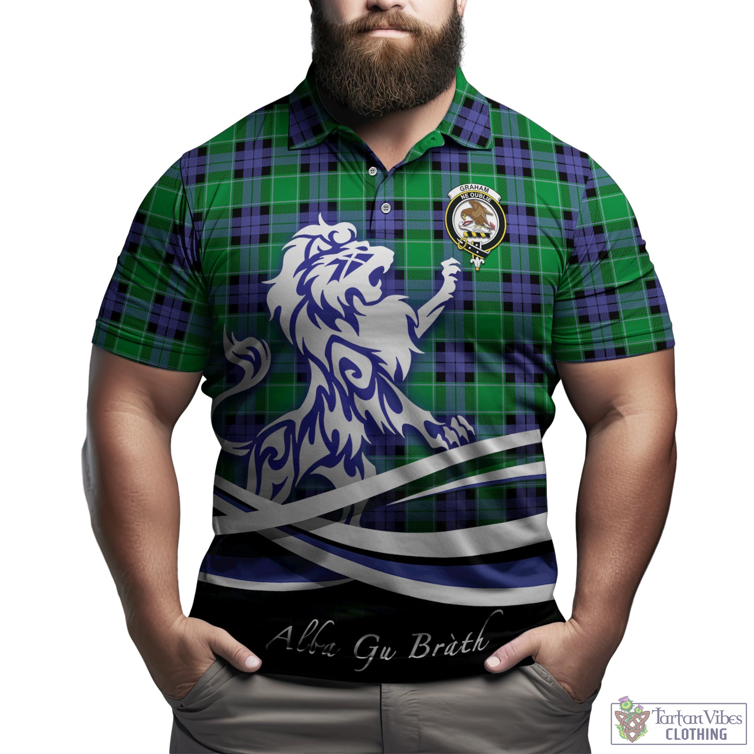 graham-of-menteith-modern-tartan-polo-shirt-with-alba-gu-brath-regal-lion-emblem