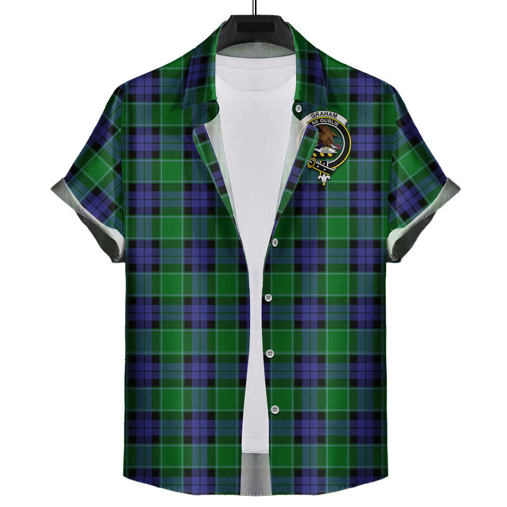 graham-of-menteith-modern-tartan-short-sleeve-button-down-shirt-with-family-crest