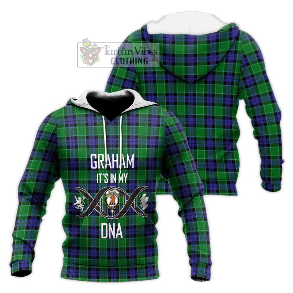 Graham of Menteith Modern Tartan Knitted Hoodie with Family Crest DNA In Me Style Unisex Knitted Pullover Hoodie - Tartanvibesclothing Shop