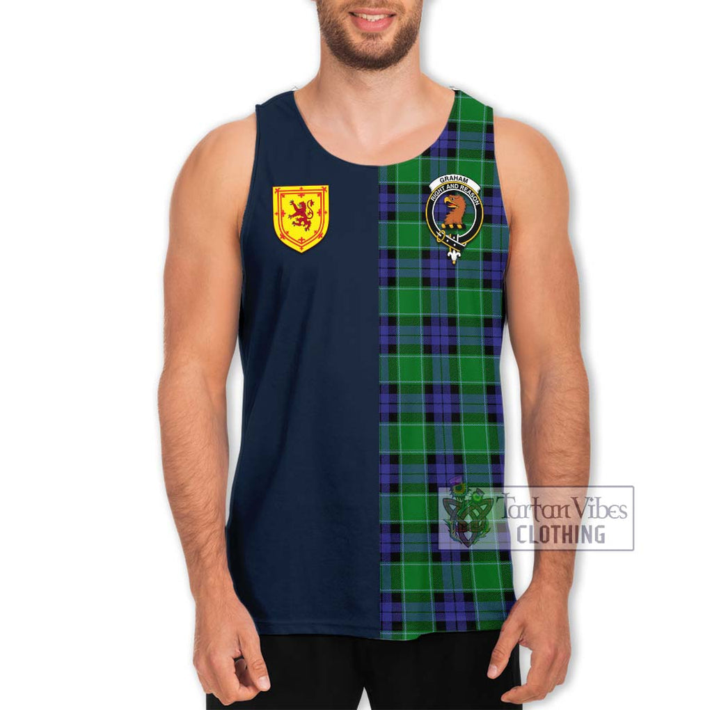 Tartan Vibes Clothing Graham of Menteith Modern Tartan Men's Tank Top with Scottish Lion Royal Arm Half Style