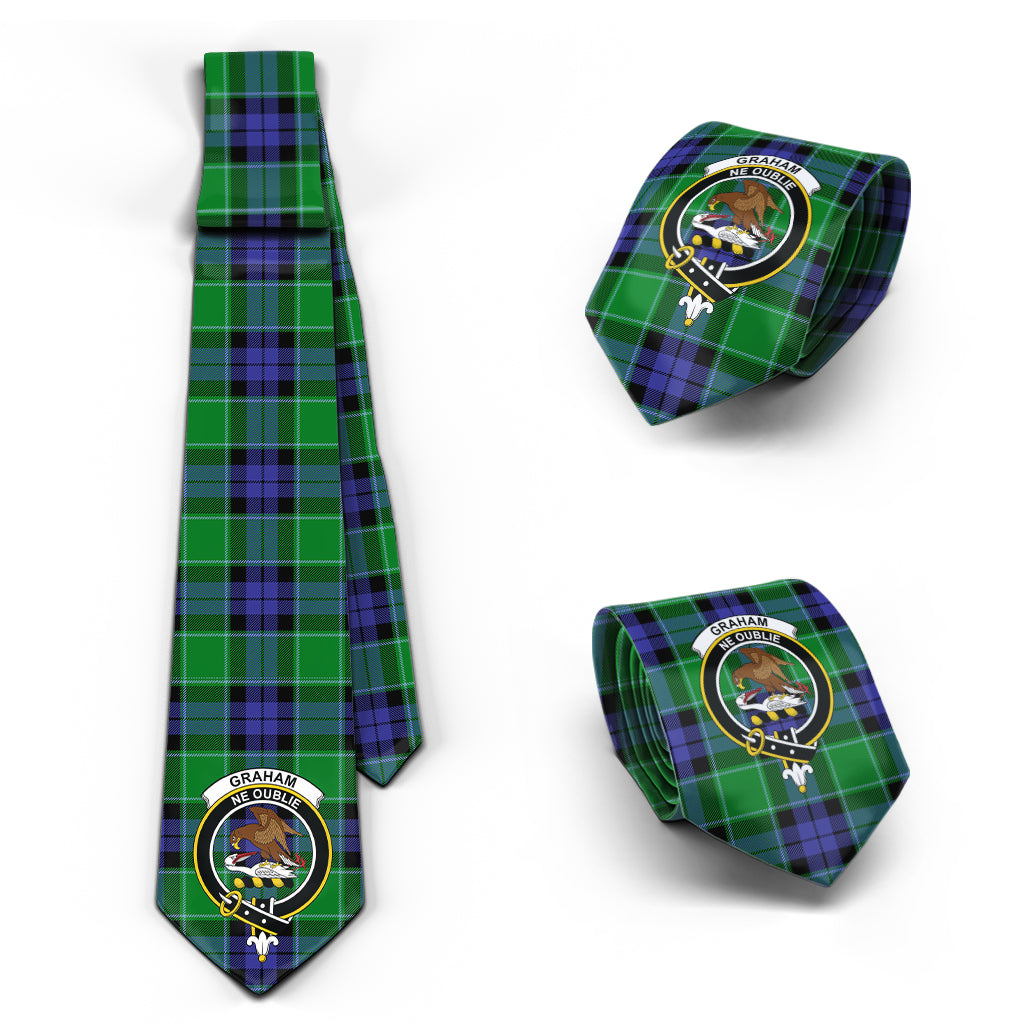 Graham of Menteith Modern Tartan Classic Necktie with Family Crest Necktie One Size - Tartan Vibes Clothing