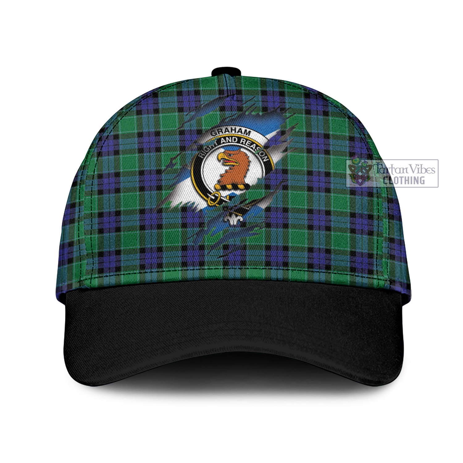 Tartan Vibes Clothing Graham of Menteith Modern Tartan Classic Cap with Family Crest In Me Style