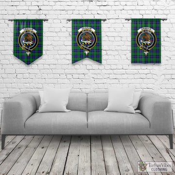 Graham of Menteith Modern Tartan Gonfalon, Tartan Banner with Family Crest