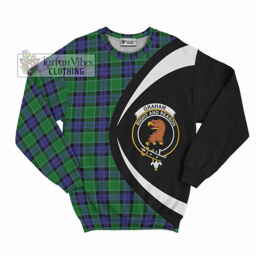 Graham of Menteith Modern Tartan Sweatshirt with Family Crest Circle Style Unisex - Tartan Vibes Clothing