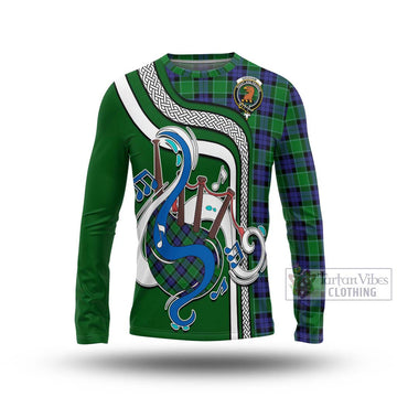 Graham of Menteith Modern Tartan Long Sleeve T-Shirt with Epic Bagpipe Style