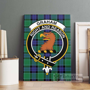 Graham of Menteith Modern Tartan Canvas Print Wall Art with Family Crest