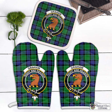 Graham of Menteith Modern Tartan Combo Oven Mitt & Pot-Holder with Family Crest