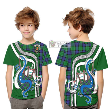 Graham of Menteith Modern Tartan Kid T-Shirt with Epic Bagpipe Style