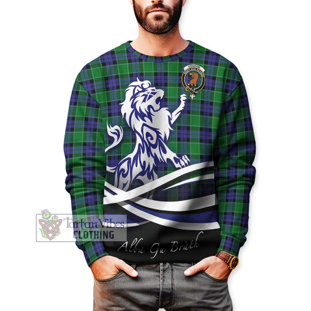 Graham of Menteith Modern Tartan Sweatshirt with Alba Gu Brath Regal Lion Emblem Unisex - Tartanvibesclothing Shop