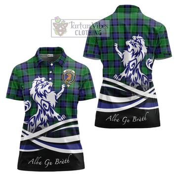 Graham of Menteith Modern Tartan Women's Polo Shirt with Alba Gu Brath Regal Lion Emblem