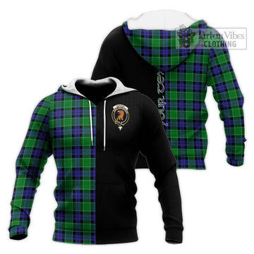 Graham of Menteith Modern Tartan Knitted Hoodie with Family Crest and Half Of Me Style