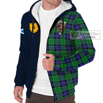 Graham of Menteith Modern Tartan Sherpa Hoodie Alba with Scottish Lion Royal Arm Half Style