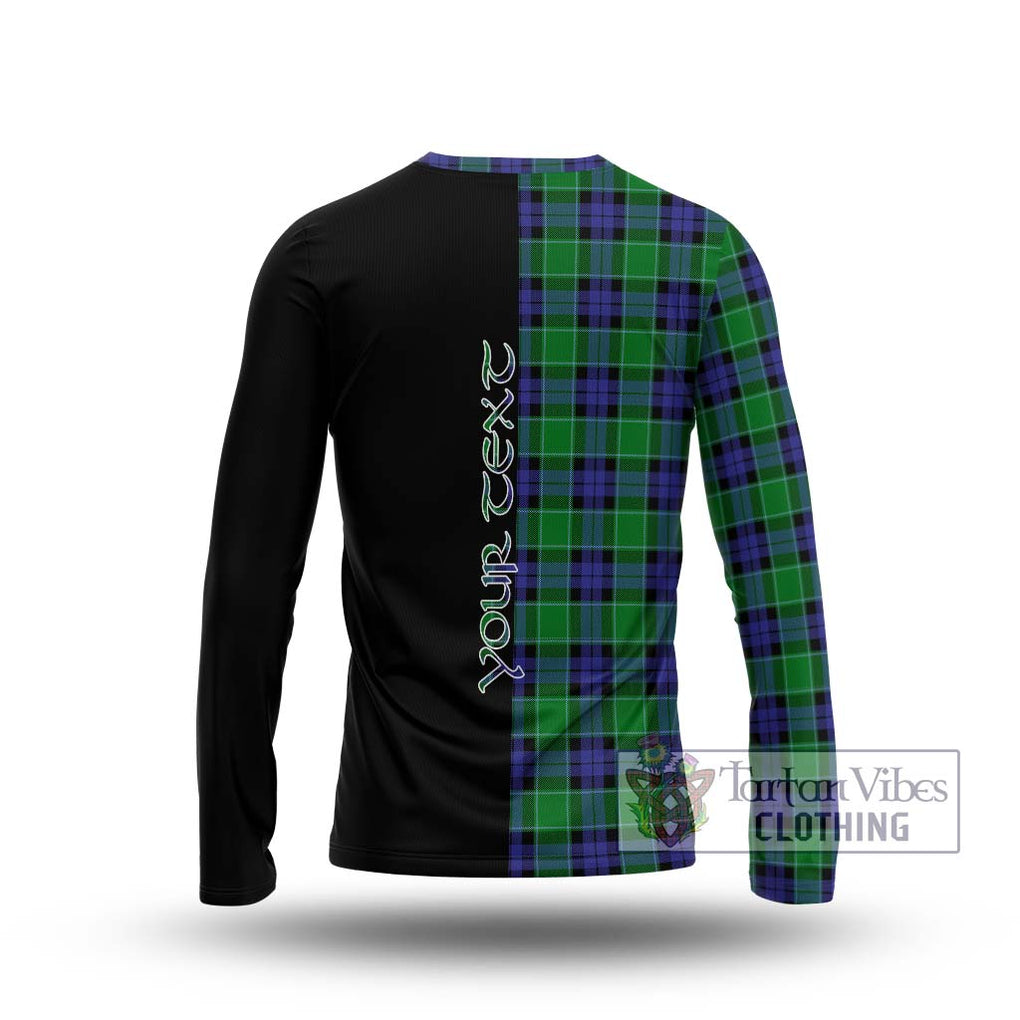 Graham of Menteith Modern Tartan Long Sleeve T-Shirt with Family Crest and Half Of Me Style - Tartanvibesclothing Shop