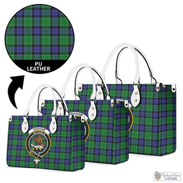 Graham of Menteith Modern Tartan Luxury Leather Handbags with Family Crest