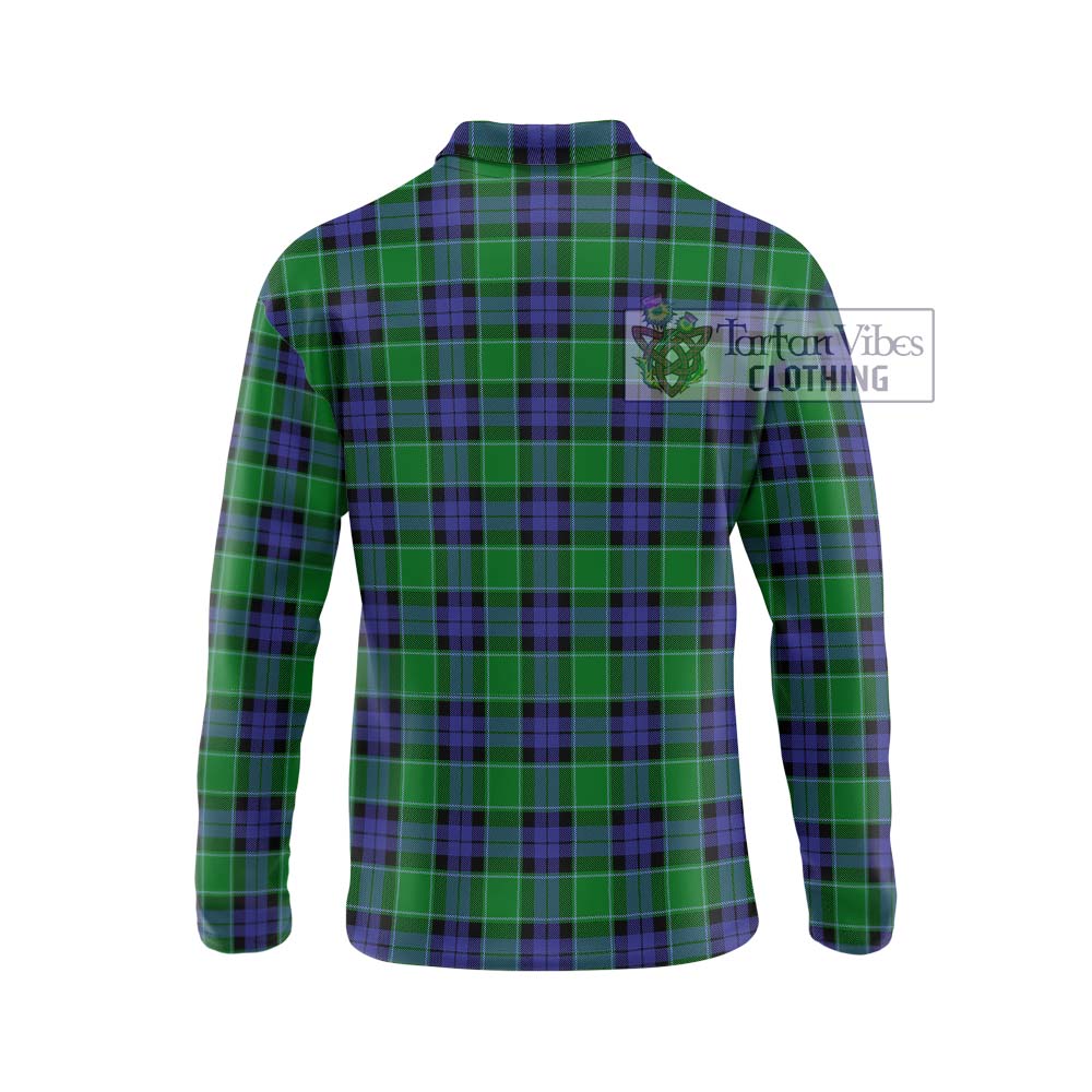 Graham of Menteith Modern Tartan Long Sleeve Polo Shirt with Family Crest DNA In Me Style - Tartanvibesclothing Shop