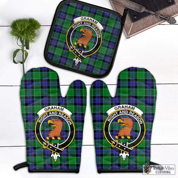 Graham of Menteith Modern Tartan Combo Oven Mitt & Pot-Holder with Family Crest