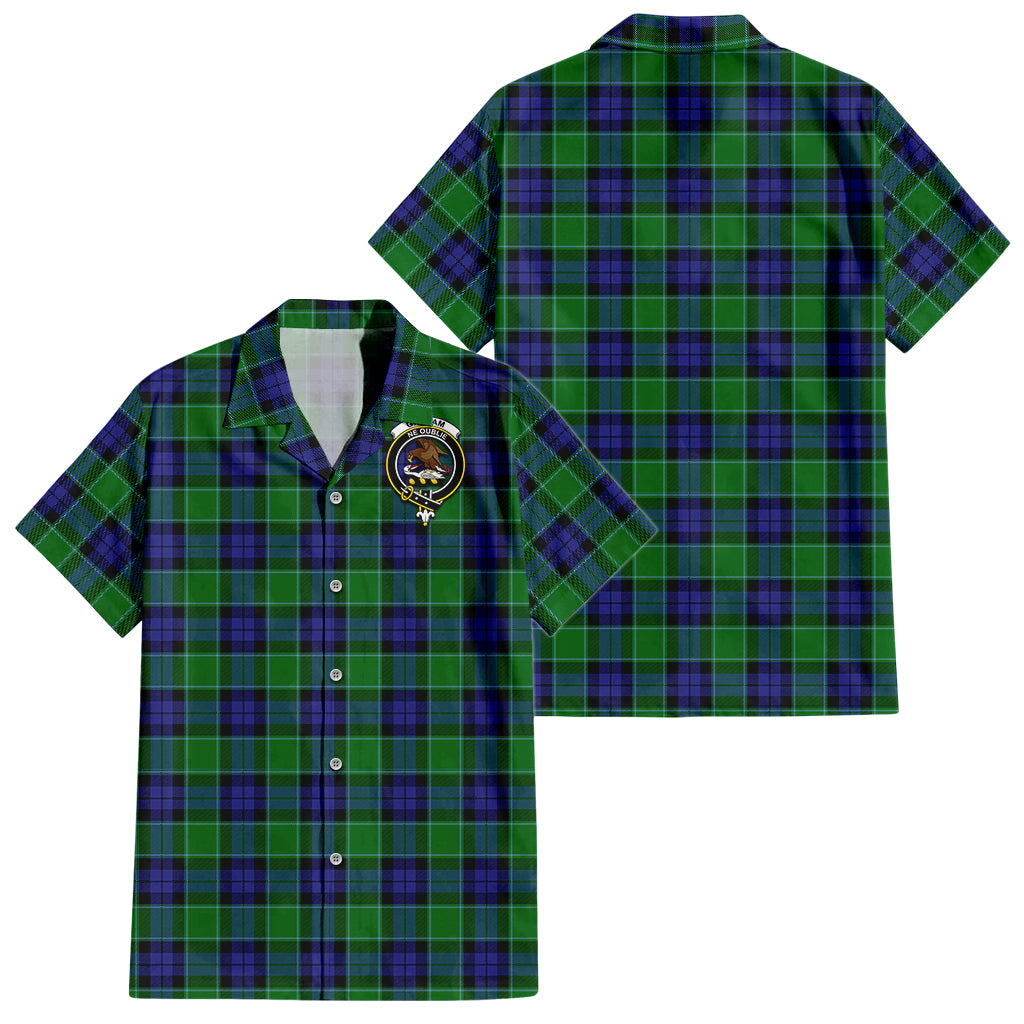 graham-of-menteith-modern-tartan-short-sleeve-button-down-shirt-with-family-crest