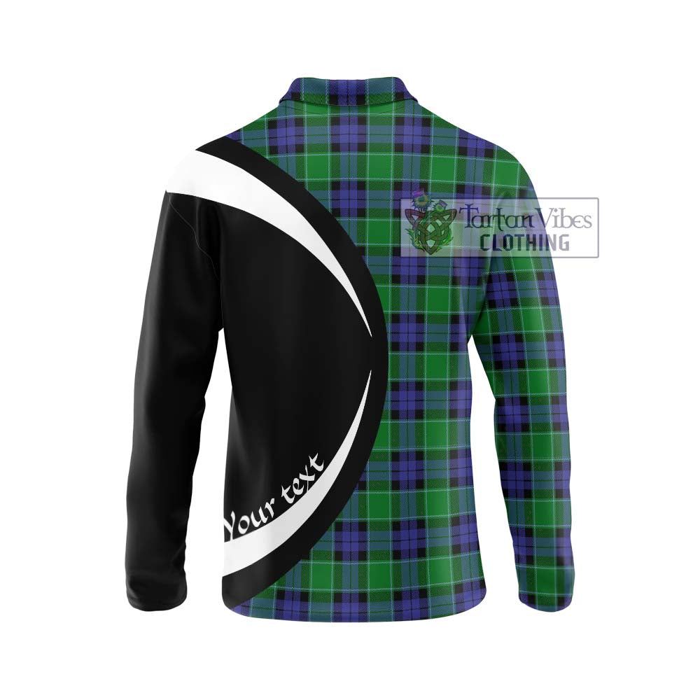 Graham of Menteith Modern Tartan Long Sleeve Polo Shirt with Family Crest Circle Style - Tartan Vibes Clothing