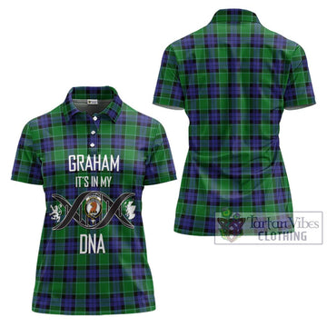 Graham of Menteith Modern Tartan Women's Polo Shirt with Family Crest DNA In Me Style