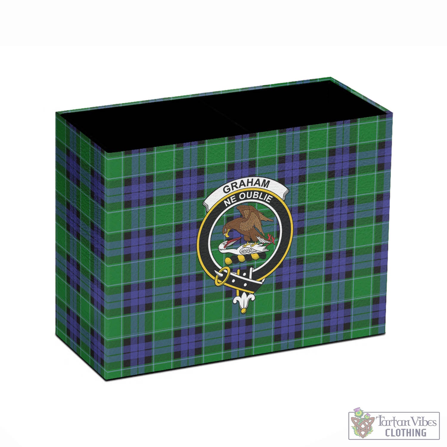 Tartan Vibes Clothing Graham of Menteith Modern Tartan Pen Holder with Family Crest